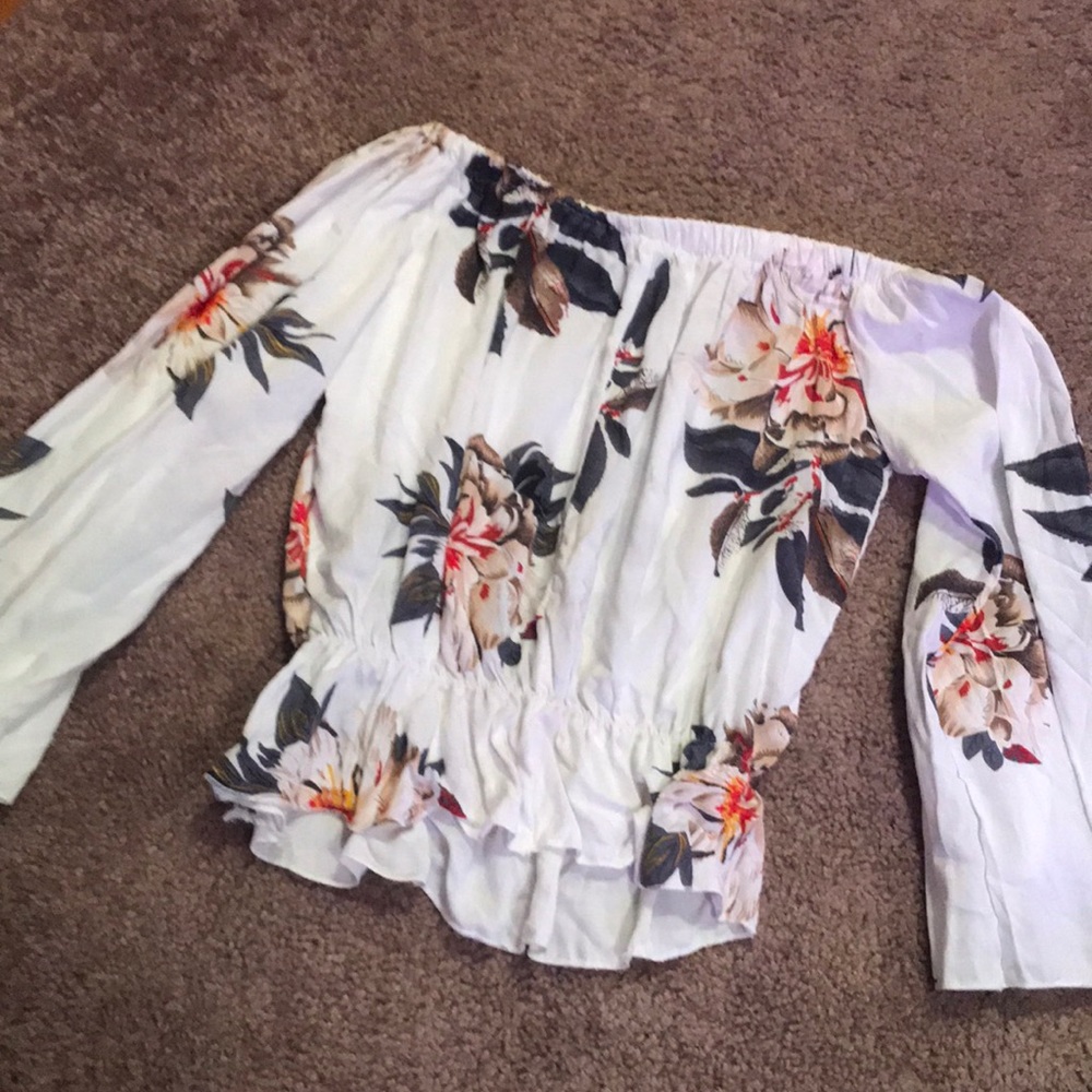 Floral off the shoulder crop top